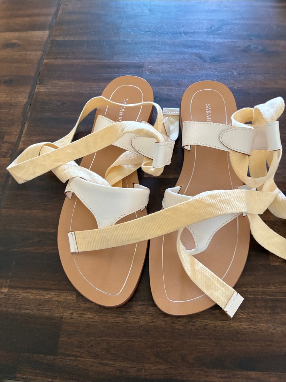 Sarah Flint White Leather & Cream Wrap Sandals - Size 40